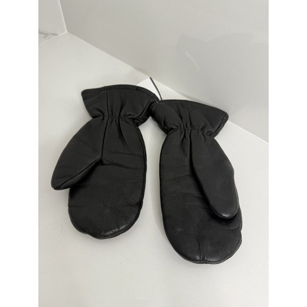Black Leather Mittens